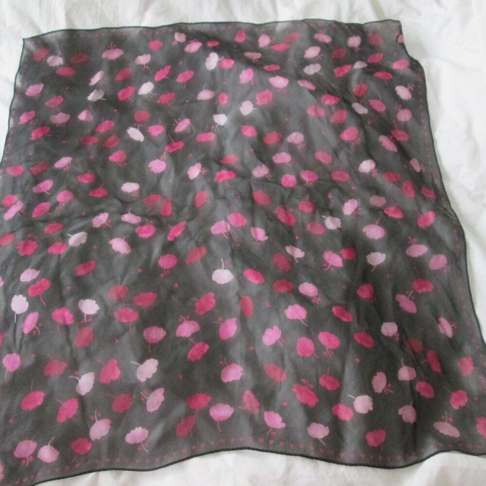 Ann Taylor silk pink print square scarf - Picture 2 of 4